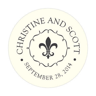Fleur de Lis Sticker for French inspired wedding and party favors.