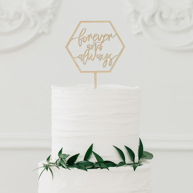 Forever and Always Natural Wood Cake Topper with Single Pick