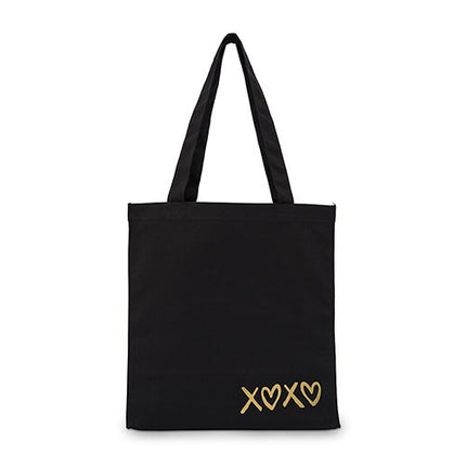 XOXO Black Canvas Tote Bag Tote Bag with Gussets - Large