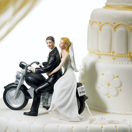 Bride and Groom Motorcycle Wedding Cake Top