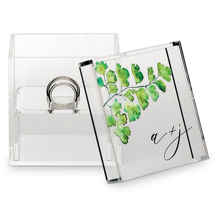 Maidenhair Fern Acrylic Personalized Wedding Ring Box
