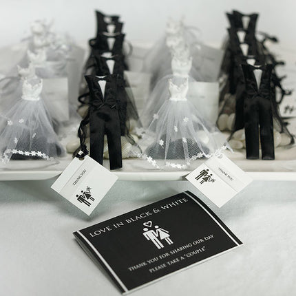 A large display of the Groom Wedding Favor Candy Bags (bride candy bag sold separately)