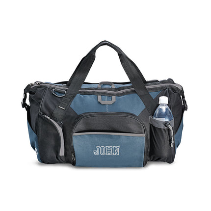 Personalized Vacation Men's Duffle Bag Gift Idea - Black and Blue