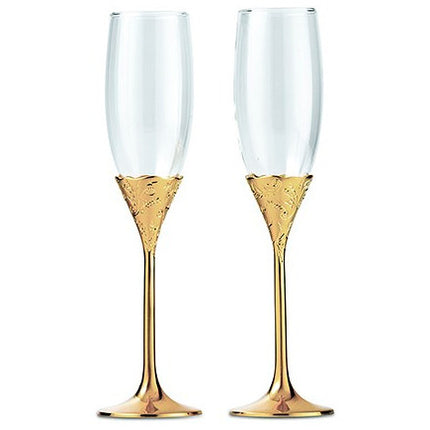 Gold Stemmed Wedding Champagne Glass Set