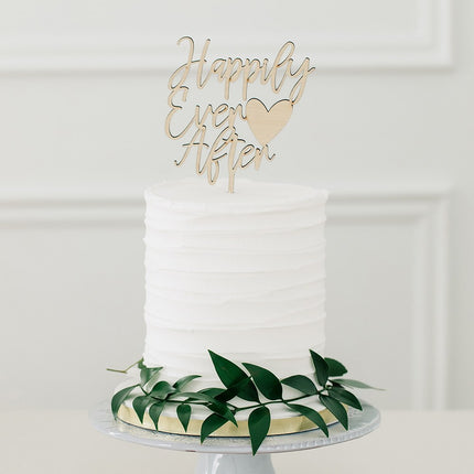 Happily Ever After Natural Wood Cake Pick Decoration