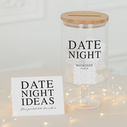 Date Night Personalized Glass Wedding Wishes Guest Book Jar