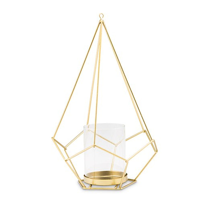 Tall Gold Geometric Candle or Flower Centerpiece (Set of 2)