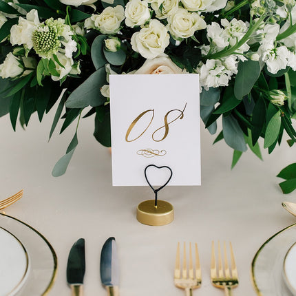 Black And Gold Wire Double Heart Place Card (Set Of 6)