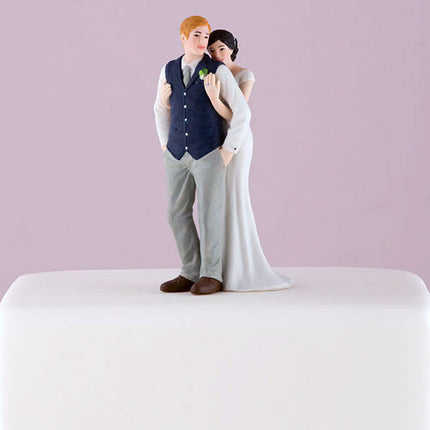 A Sweet Embrace Bride Embracing Groom Couple Wedding Cake Topper
