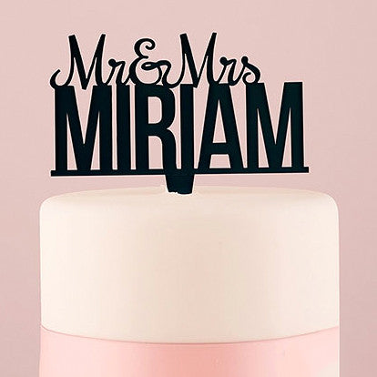 Personalized Mr. And Mrs. Acrylic Wedding Cake Top - Black