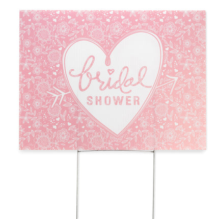 Pink and White Heart Bridal Shower Party Yard Sign