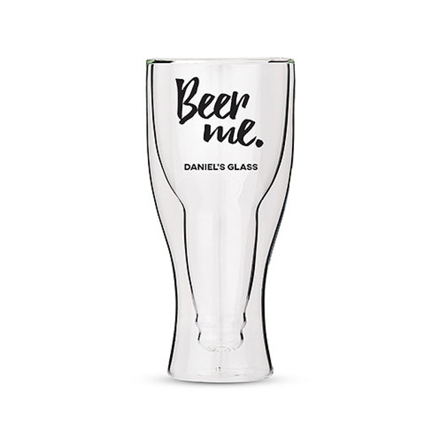 Personalized Double Walled Beer Groomsmans Glass