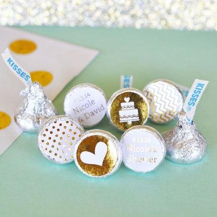 Personalized Metallic Gold Foil Hershey's® Kisses Labels Trio