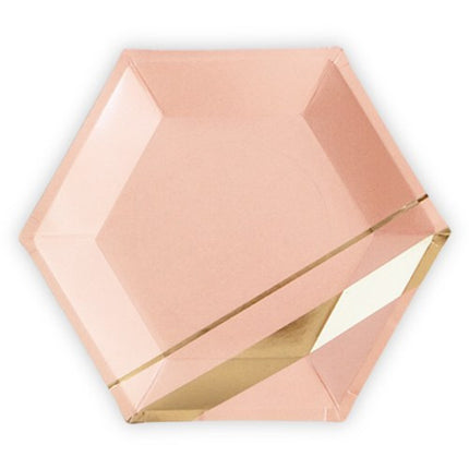 Gold and Blush Hexagon Party Plates (Pack of 8)