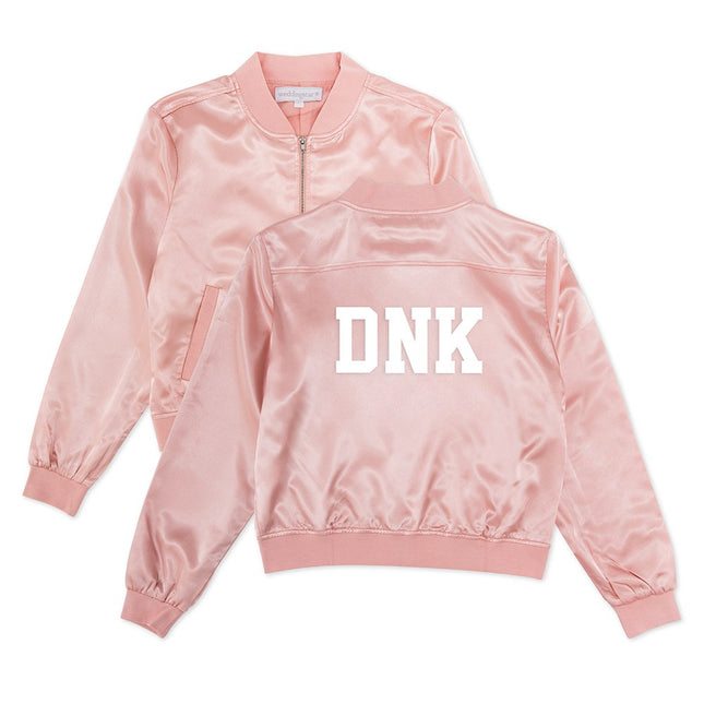 Women’s Custom Printed Pink Satin Bomber Jacket