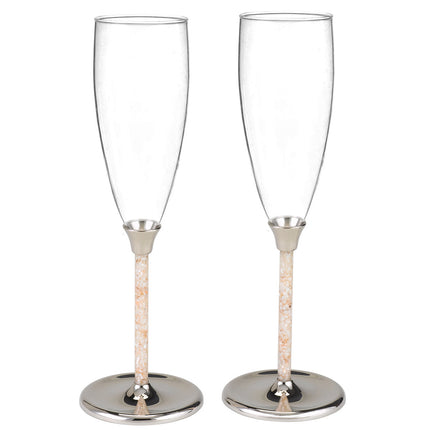 Mother of Pearl Wedding Champagne Flute Set