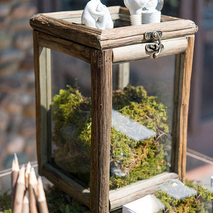 Rustic Wood And Glass Box with Lid