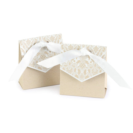 Vintage Kraft and Lace Tent Favor Box (Pack of 25)