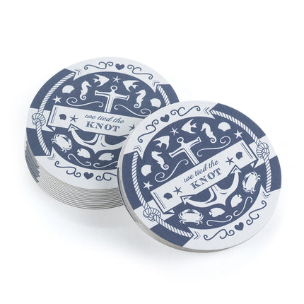 "We Tied the Knot" Nautical Themed Drink Coasters
