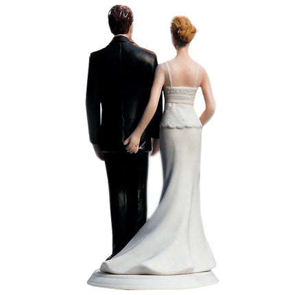 The back of the Love Pinch Couple Wedding Cake Topper - Caucasian 