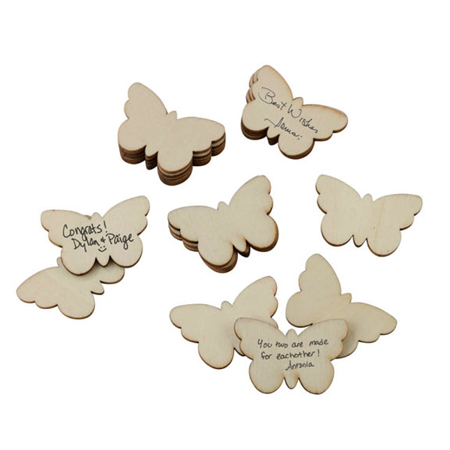 Wooden Wedding Party Guest Signing Tags (Pack of 36)