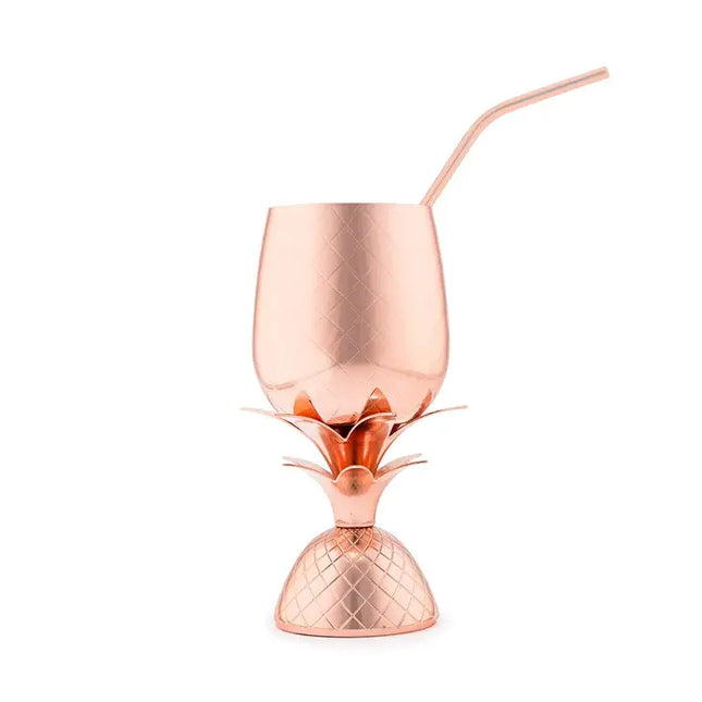 Copper Pineapple Party Cup with Straw