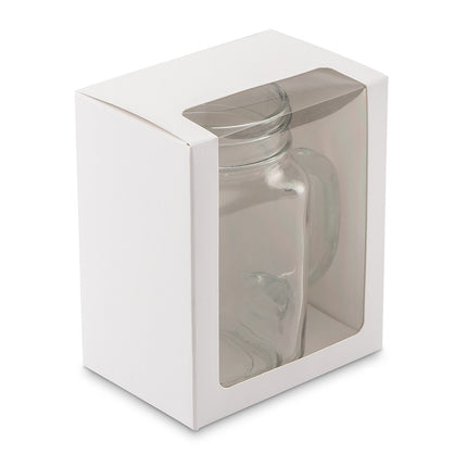 Tall White Gift Box with Clear Window with Mason Jar