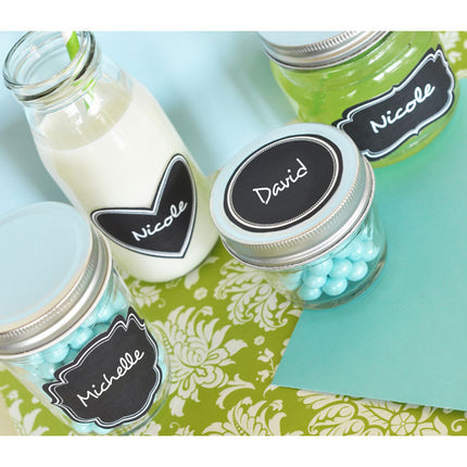 Vinyl Chalkboard Labels applied to party drinks and favors.