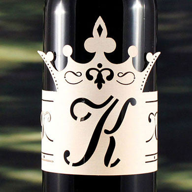 Laser Expressions Queen Crown Decorative Monogram Wine Bottle Wrap