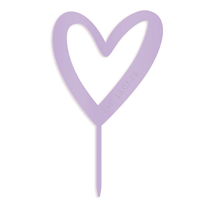 Personalized Mod Heart Acrylic Cake Topper - Lavender