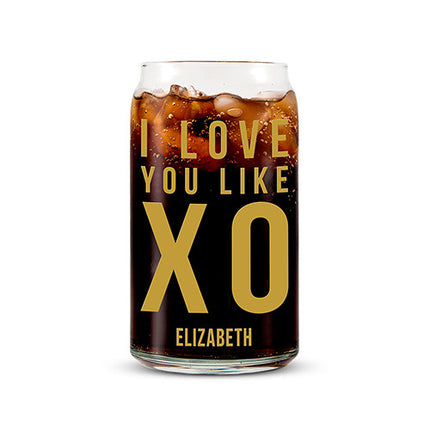 Can Shaped Glass Personalized - I Love You Like XO Printing Gold