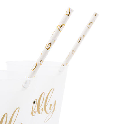 Gold Foil Hearts Paper Drinking Straws