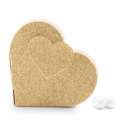 Gold Glitter Heart Favor Box