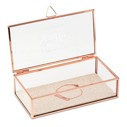 Personalized Glass Jewelry Box with Rose Gold - Every Day I'm Sparklin' Printing