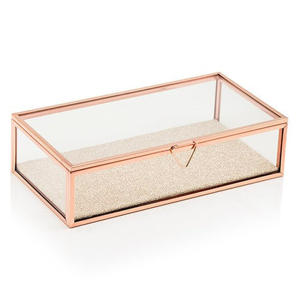 Personalized Glass Jewelry Box with Rose Gold