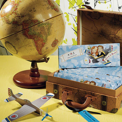 "Love is in the Air"Airplane Glider used as table decor, favors and invites.