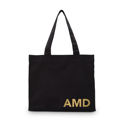 Modern Monogram Black Canvas Tote Bag Mini Tote with Gussets