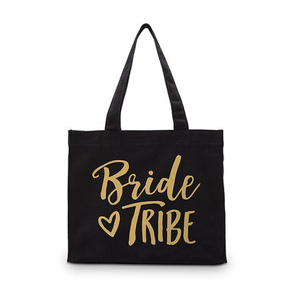 Bride Tribe Black Canvas Tote Bag Tote Bag with Gussets - Small
