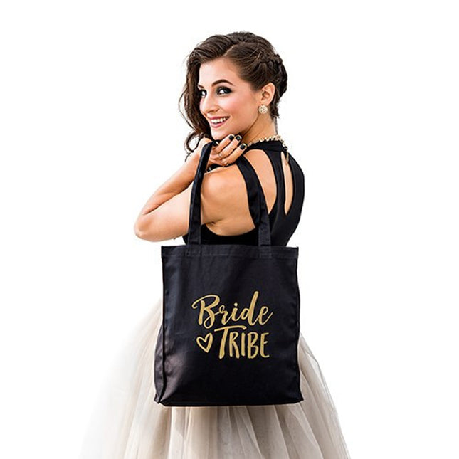 Bride Tribe Black Canvas Tote Bag Tote Bag with Gussets