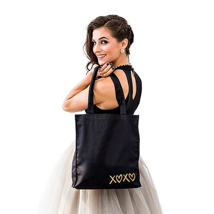 XOXO Black Canvas Tote Bag Tote Bag with Gussets