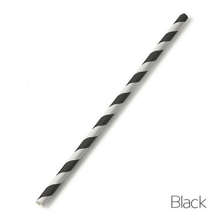 Black Candy Striped Paper Straw