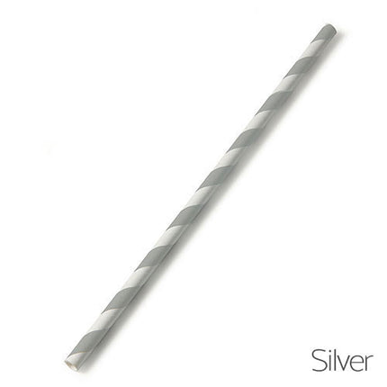 Silver Candy Striped Paper Straw