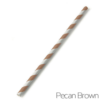 Pecan Brown Candy Striped Paper Straw