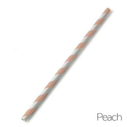 Peach Candy Striped Paper Straw