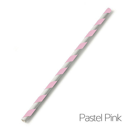 Pastel Pink Candy Striped Paper Straw