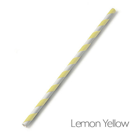 Lemon Yellow Candy Striped Paper Straw