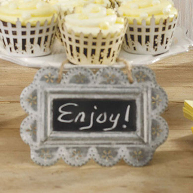 Chalkboard Sign with Scalloped Tin Frame