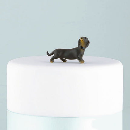 Mini Dachshund Black and Tan Wedding Cake Figurine