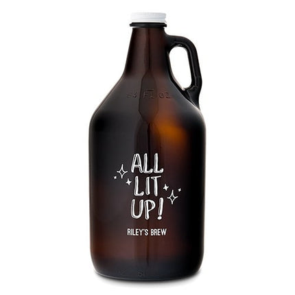 Personalized Glass Beer Growler - All Lit Up! Printing
