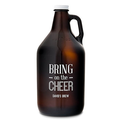 Personalized Glass Beer Growler - Bring on the Cheer Print